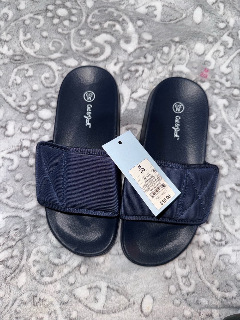 Cat & Jack Kids Navy Blue Quilted Slide Sandals – NWT